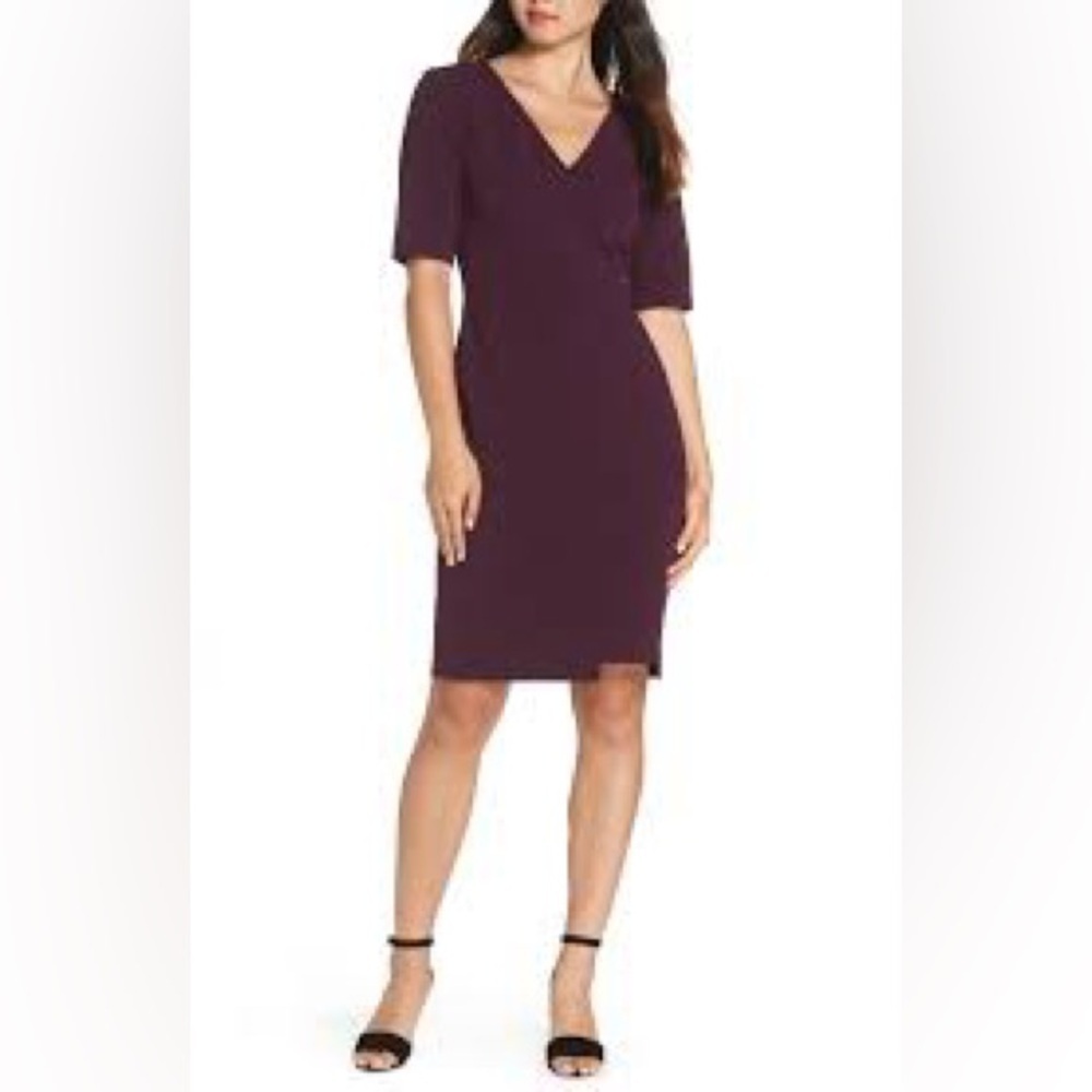 032 - Express NWT Purple Puff Sleeve V-Neck Mini Dress, Size XS